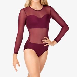 Body Wrappers Maroon Mesh Leotard
